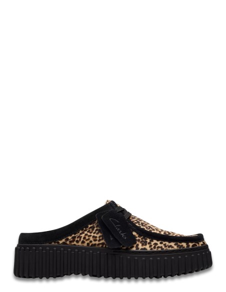 Mules Femme Clarks Torhill Mule Imprimé Léopard Daim Noir