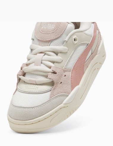 Baskets Puma 180 Femme - Cuir blanc et daim rose pastel - Hylton.fr