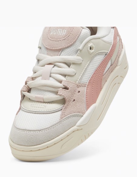 Baskets Puma 180 Femme - Cuir blanc et daim rose pastel - Hylton.fr