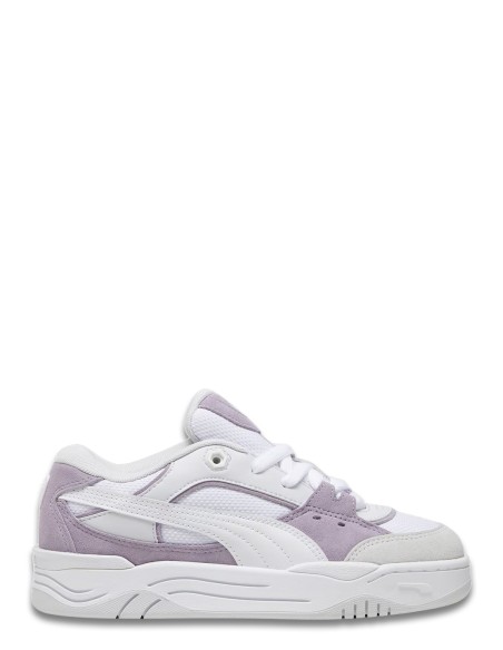 Baskets Puma 180 Femme - Cuir blanc et daim violet - Hylton.fr