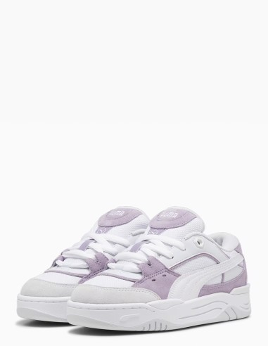 Baskets Puma 180 Femme - Cuir blanc et daim violet - Hylton.fr