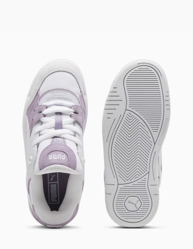 Baskets Puma 180 Femme - Cuir blanc et daim violet - Hylton.fr