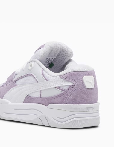 Baskets Puma 180 Femme - Cuir blanc et daim violet - Hylton.fr