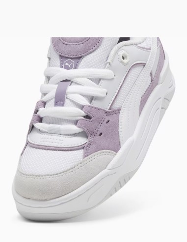 Baskets Puma 180 Femme - Cuir blanc et daim violet - Hylton.fr