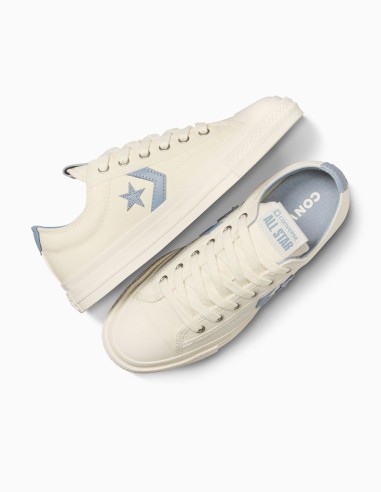 Baskets Converse Star Player en toile beige avec étoile bleue