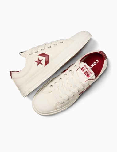 Baskets Converse Star Player 76 Ox - Toile écrue et détails rouges