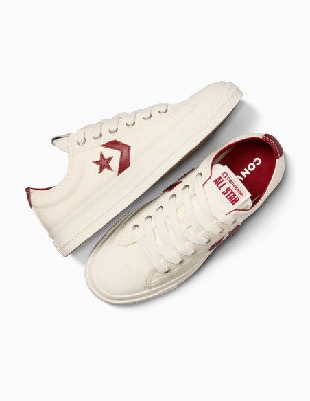 Baskets Converse Star Player 76 Ox - Toile écrue et détails rouges
