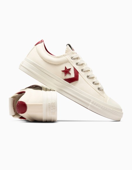 Baskets Converse Star Player 76 Ox - Toile écrue et détails rouges