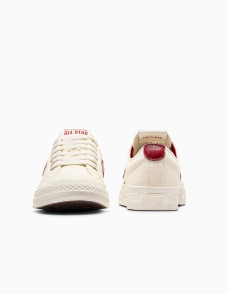 Baskets Converse Star Player 76 Ox - Toile écrue et détails rouges