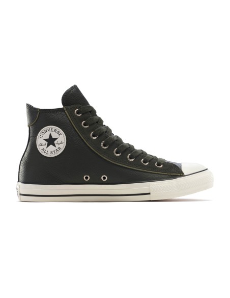 Baskets montantes Converse Chuck Taylor en cuir vert foncé - Unisexes