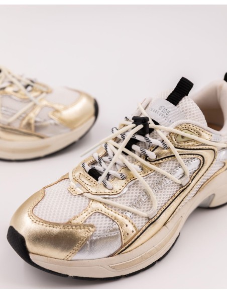 Baskets de Femme Spider Precious - Baskets métallisées or et blanches