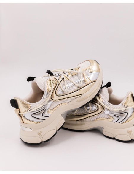 Baskets de Femme Spider Precious - Baskets métallisées or et blanches