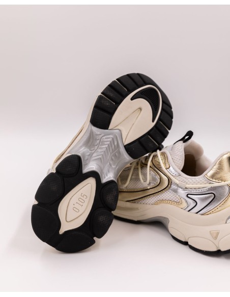 Baskets de Femme Spider Precious - Baskets métallisées or et blanches