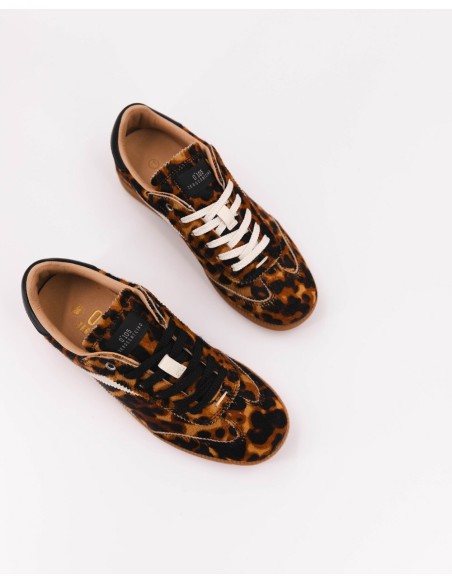 Baskets Nova Leo - Baskets suède léopard avec semelle en caoutchouc beige