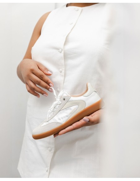 Baskets Femme Nova White Satin - Baskets basses blanches satinées