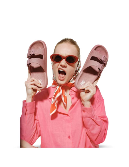 Claquettes Femme Jessy Glitter Vintage Pink