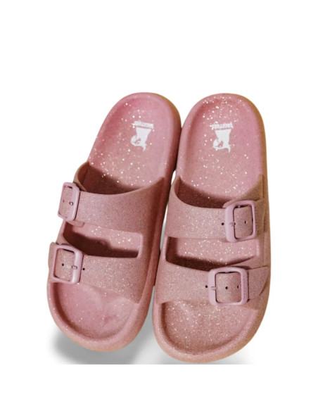 Claquettes Femme Jessy Glitter Vintage Pink