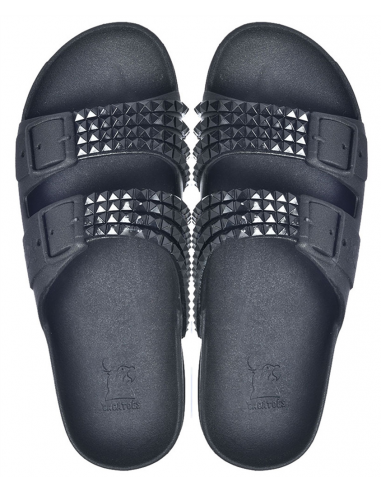 cacatoes claquettes femme noir à clous- Flox