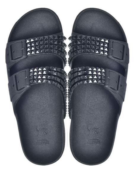 cacatoes claquettes femme noir à clous- Flox
